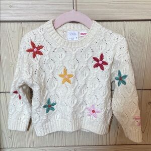 Zara Cream Sweater with Floral Accents